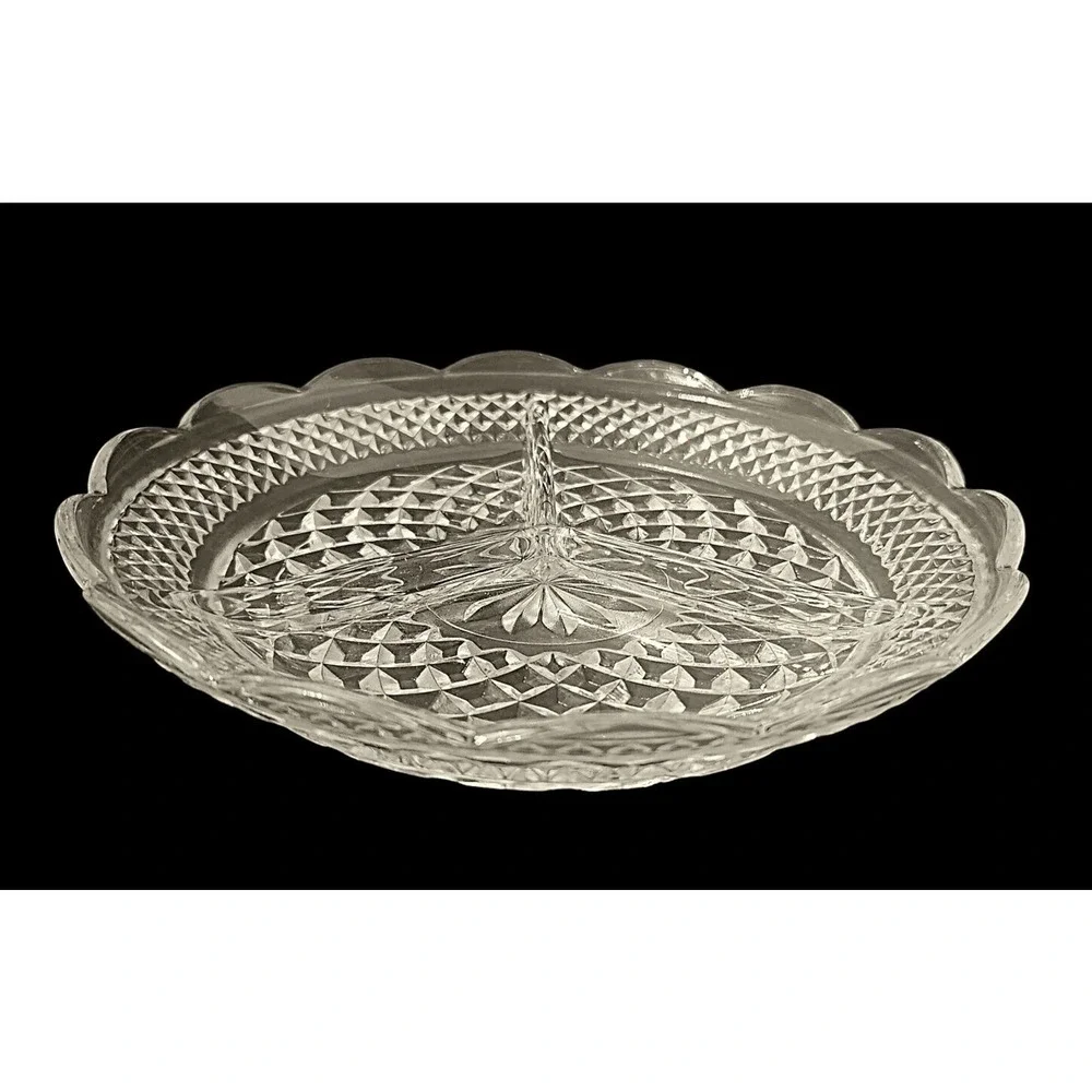 Anchor Hocking Wexford Clear Glass Divided 3 Section Relish Dish 8 1/2" - Picture 3 of 6